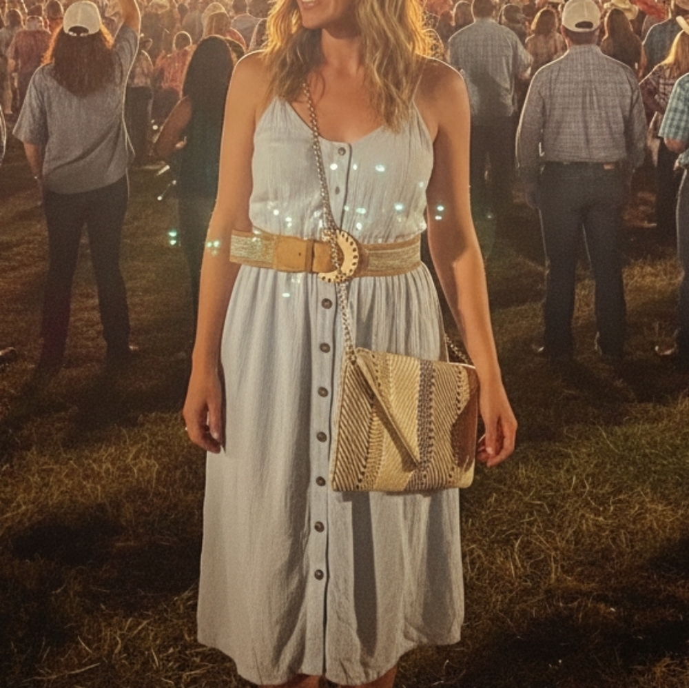 Altar'd State Soft Blue Button Front Dress Sz Small Cotton Blend